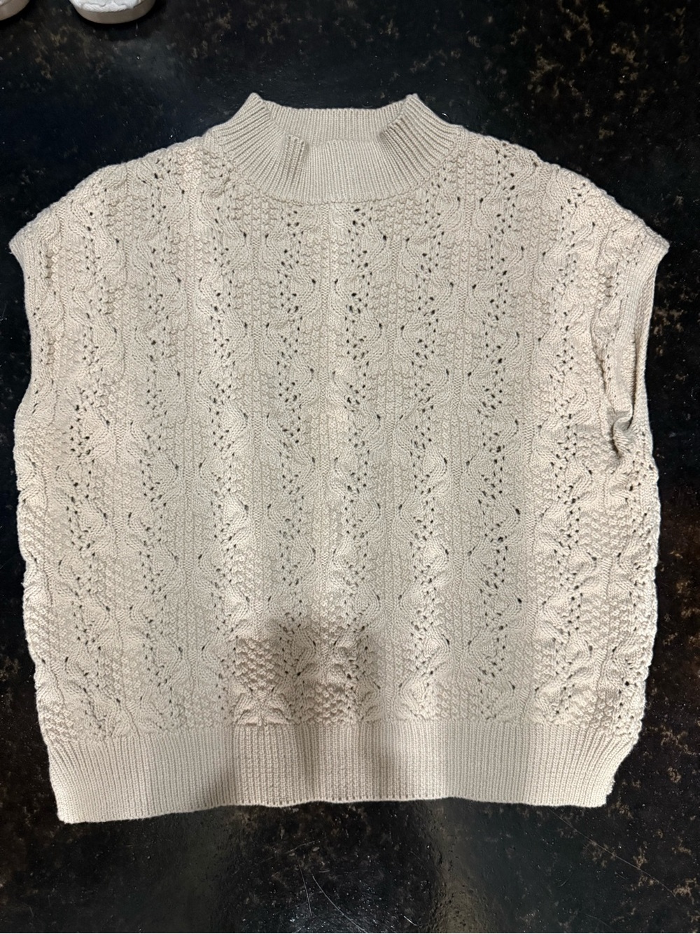 eesome Cream Cable Knit Sleeveless Turtleneck Sweater Vest